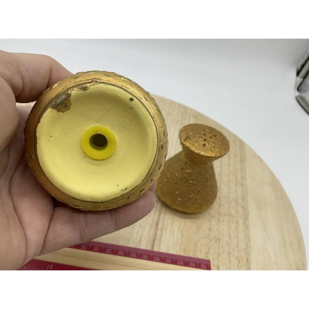 Gold Textured Salt Pepper Shaker Set Ceramic Small Modern Kitchen Decor Tabletop